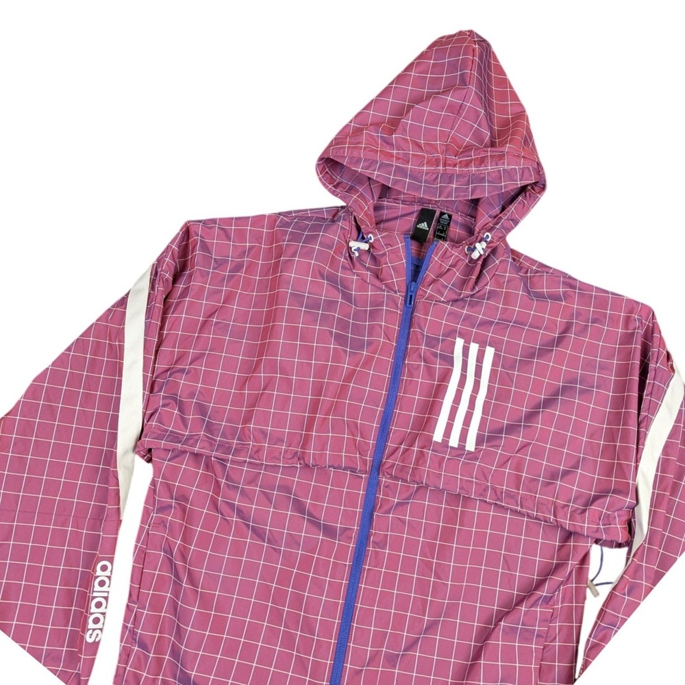 Adidas Primeblue Iridescent Grid Windbreaker Jacket Purple Pink Mens Medium